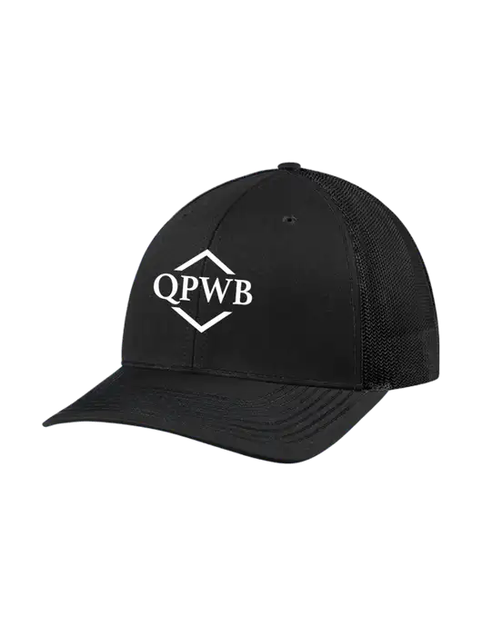 Richardson Adjustable Snapback Original 112 Trucker Cap Black w/Black Mesh w/QPWB Logo