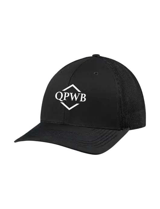 Richardson Adjustable Snapback Original 112 Trucker Cap Black w/Black Mesh w/QPWB Logo