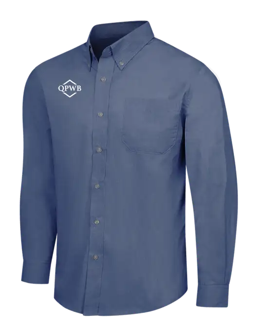 Light Navy Crosshatch Easy Care Shirt w/QPWB Logo