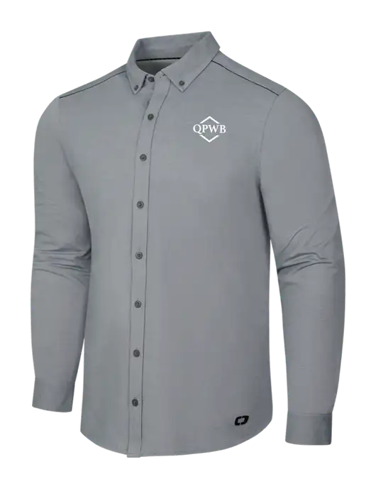 OGIO Medium Grey Heather Modern Code Stretch Button-Up Shirt w/QPWB Logo