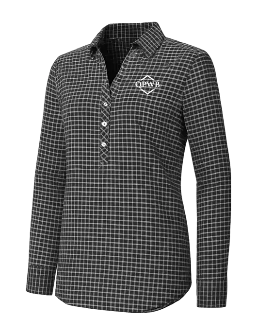 Womens Dark Grey/White City Stretch Shirt w/QPWB Logo