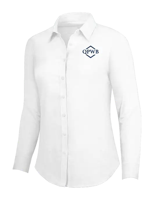 White Womens SuperPro Oxford Shirt w/QPWB Logo