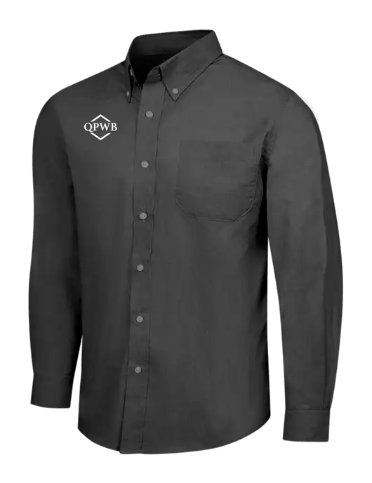 Soft Black Crosshatch Easy Care Shirt w/QPWB Logo