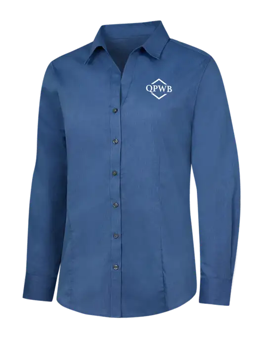 Light Navy Womens Crosshatch Easy Care Shirt w/QPWB Logo