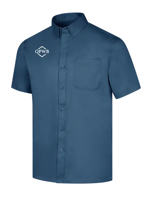 Short Sleeve Light Navy Superpro React Twill Shirt w/QPWB Logo