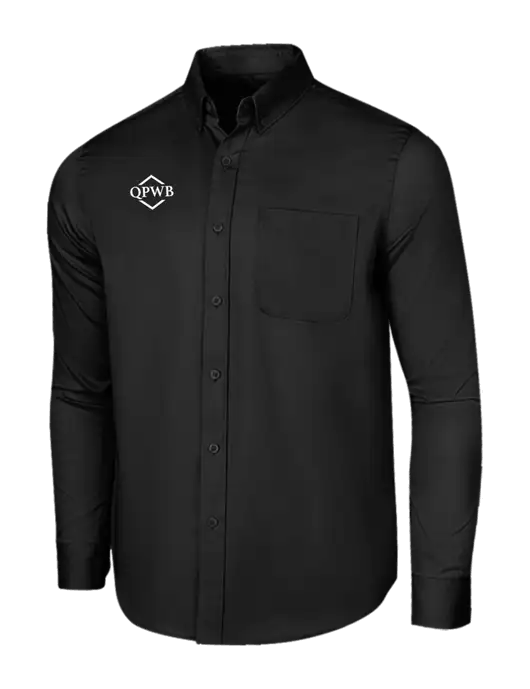 Long Sleeve Deep Black Superpro React Twill Shirt w/QPWB Logo