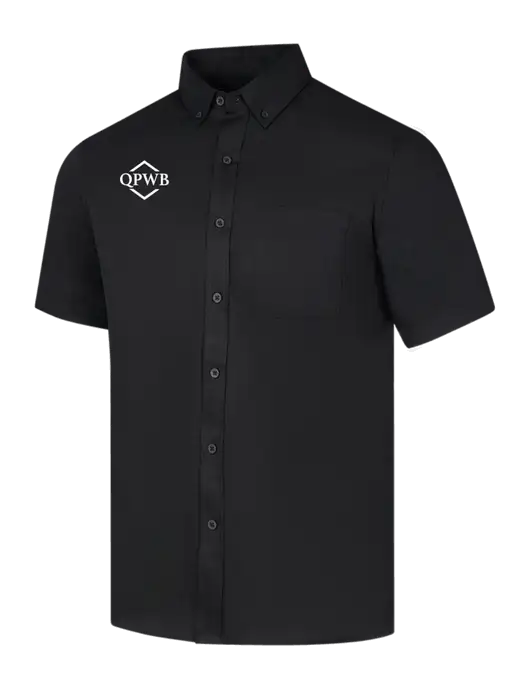 Short Sleeve Deep Black Superpro React Twill Shirt w/QPWB Logo
