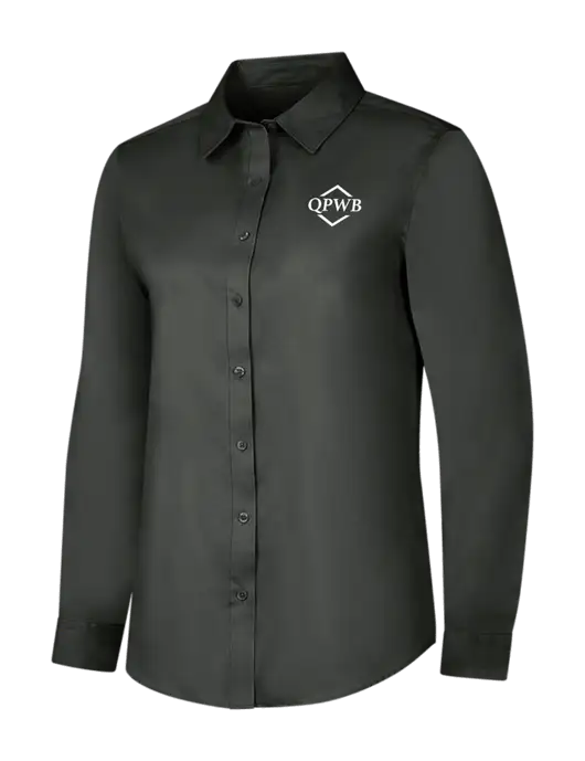 Dark Grey Womens Long Sleeve Superpro React Twill Shirt w/QPWB Logo