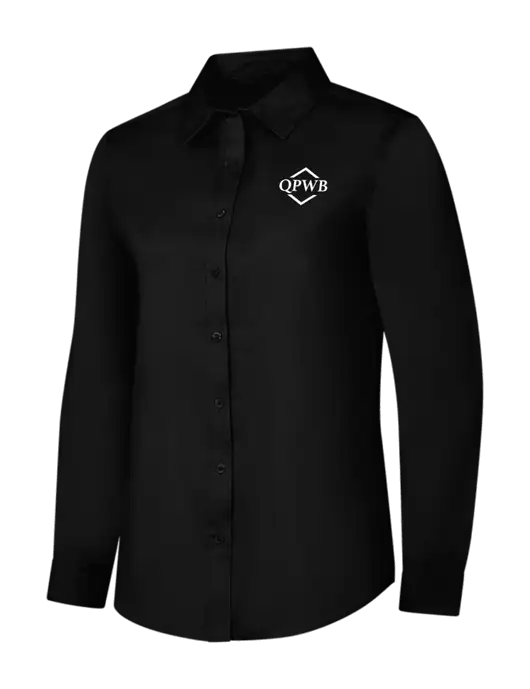 Womens Black Long Sleeve Superpro React Twill Shirt w/QPWB Logo