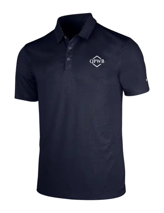 NIKE Dark Navy Dri-Fit Embossed Tri-Blade Polo w/QPWB Logo