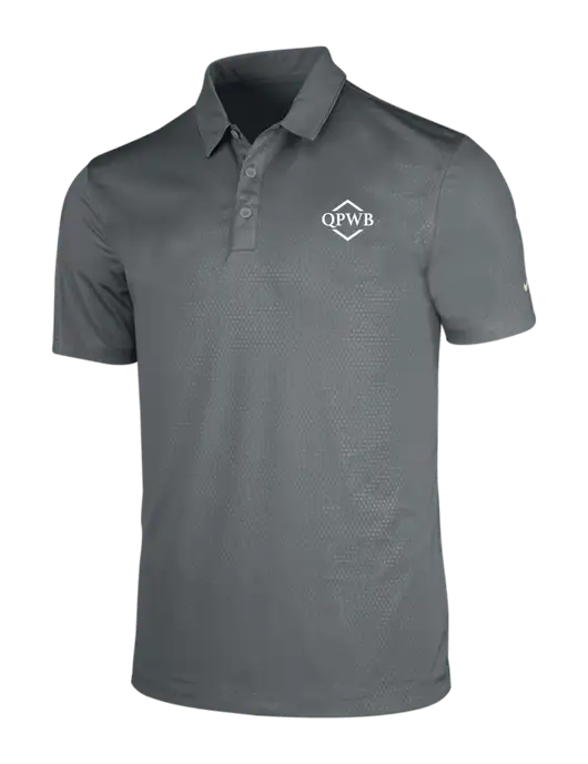 NIKE Medium Grey Dri-Fit Embossed Tri-Blade Polo w/QPWB Logo