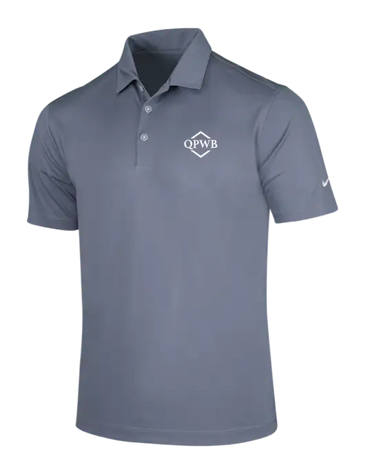 NIKE Medium Grey Dri-Fit Vertical Mesh Polo w/QPWB Logo