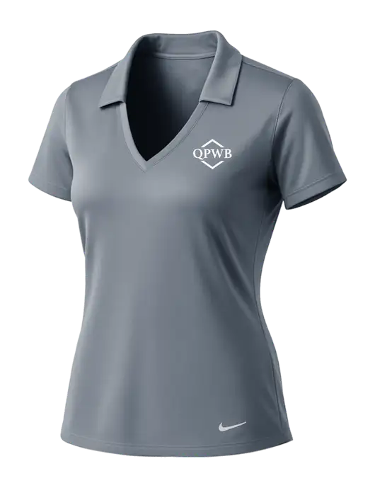NIKE Medium Grey Womens Dri-Fit Vertical Mesh Polo w/QPWB Logo