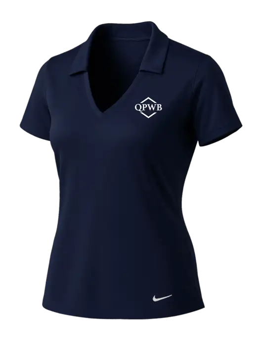 NIKE Dark Navy Womens Dri-Fit Vertical Mesh Polo w/QPWB Logo