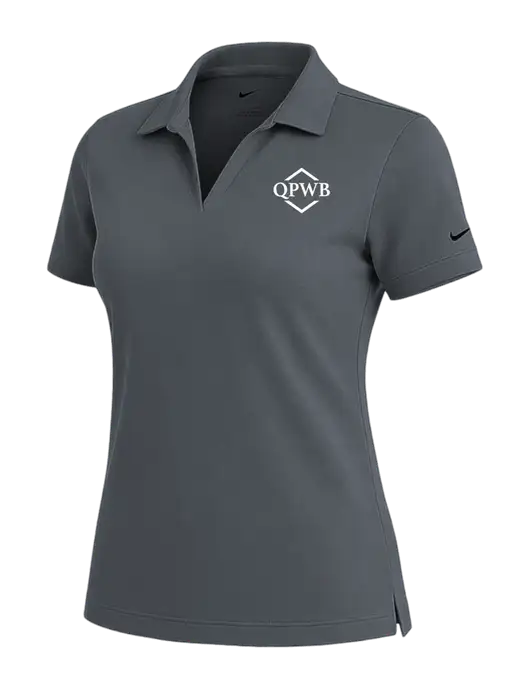 NIKE Dark Grey Womens Dri-Fit Micro Pique Polo w/QPWB Logo