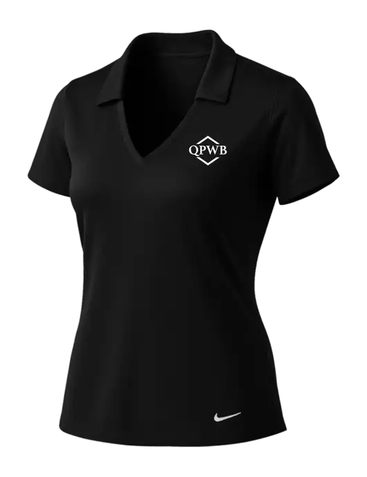 NIKE Black Womens Dri-Fit Vertical Mesh Polo w/QPWB Logo
