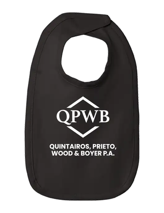 Rabbit Skins Black Infant Premium Jersey Bib w/QPWB Logo