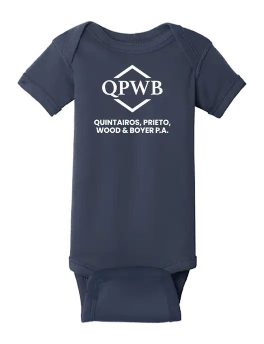 Rabbit Skins Navy Infant Short Sleeve Baby Rib Bodysuit w/QPWB Logo