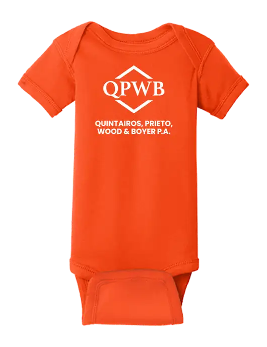 Rabbit Skins Orange Infant Short Sleeve Baby Rib Bodysuit w/QPWB Logo
