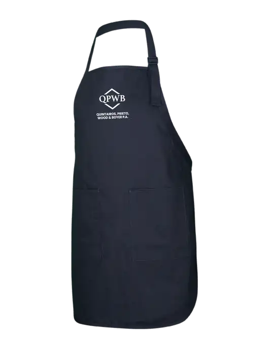 Full-Length Black Apron With Pockets w/QPWB Logo