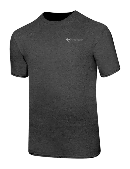 Ring Spun Dark Heather Grey 4.5 oz T-Shirt w/QPWB Logo