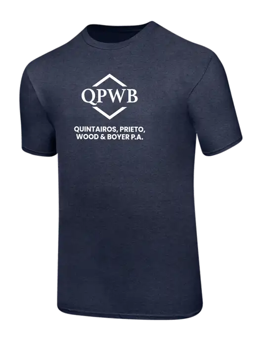 Ring Spun Heather Navy 4.5 oz T-Shirt w/QPWB Logo