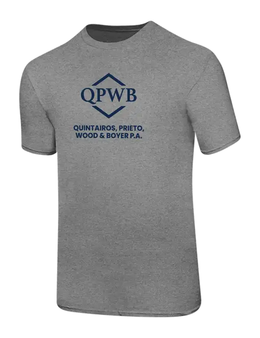 Ring Spun Light Heather Grey 4.5 oz T-Shirt w/QPWB Logo