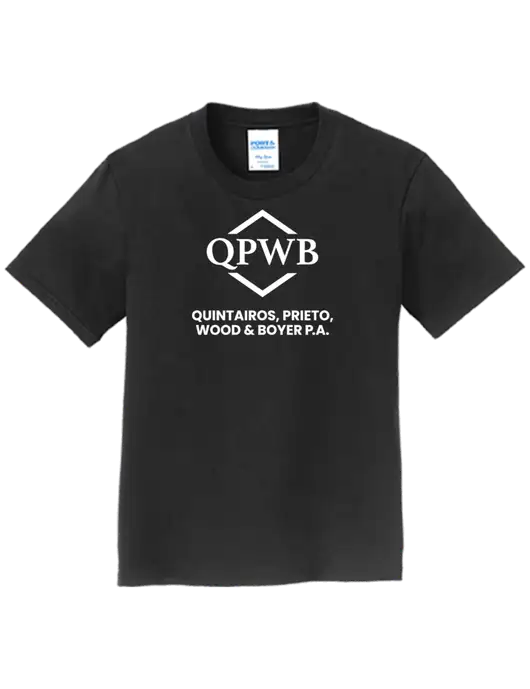 Youth Ring Spun Jet Black 4.5 oz T-Shirt w/QPWB Logo
