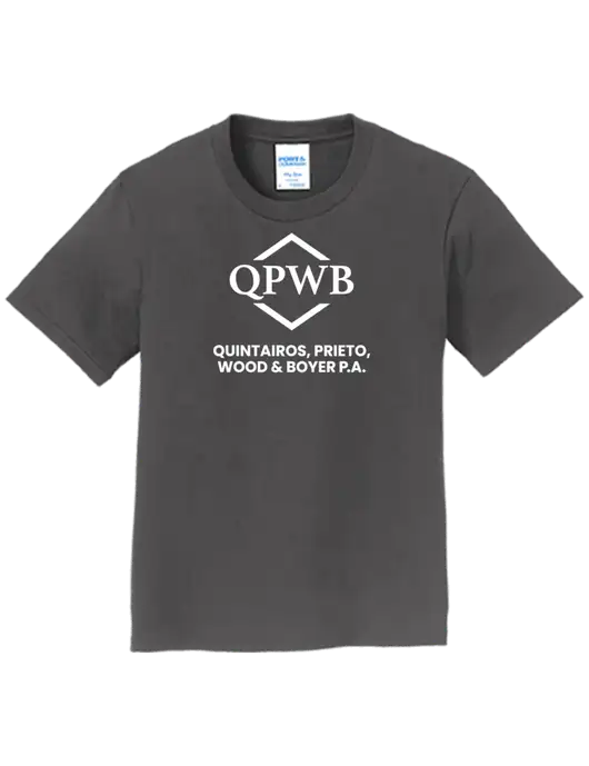 Youth Ring Spun Charcoal 4.5 oz T-Shirt w/QPWB Logo