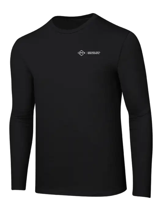 Ring Spun Jet Black 4.5 oz Long Sleeve T-Shirt w/QPWB Logo