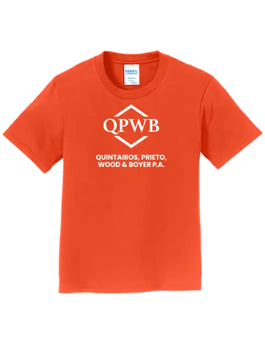 Youth Ring Spun Orange 4.5 oz T-Shirt w/QPWB Logo