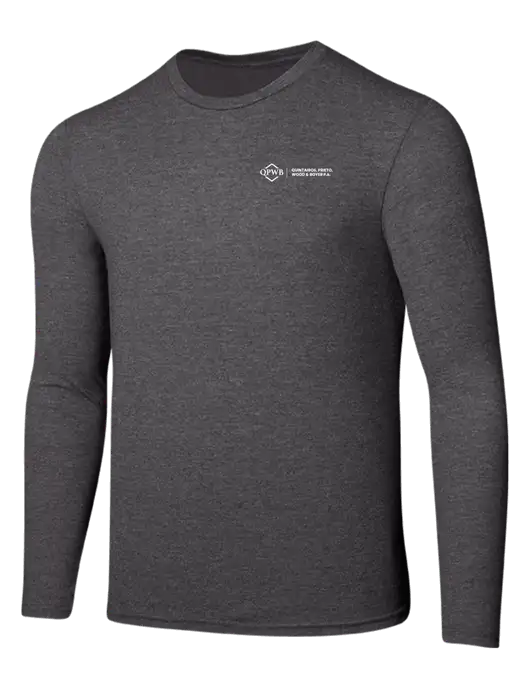 Seriously Soft Heathered Charcoal Long Sleeve T-Shirt w/QPWB Logo