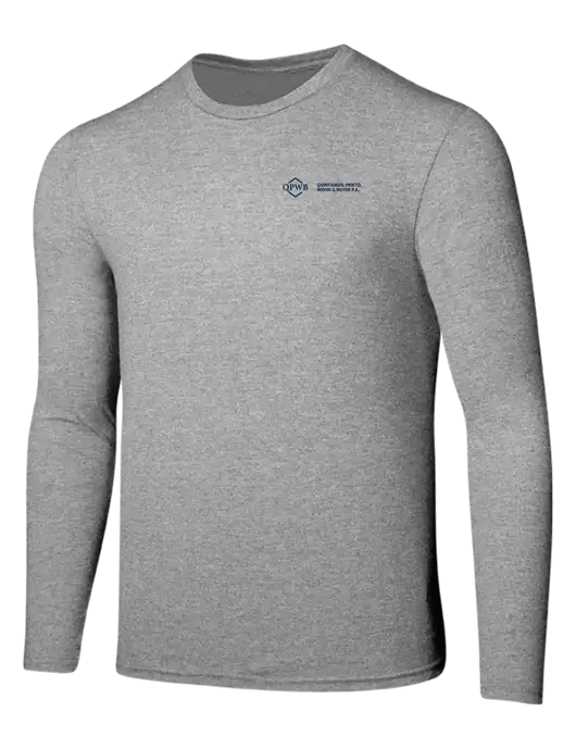 Seriously Soft Light Heathered Grey Long Sleeve T-Shirt w/QPWB Logo