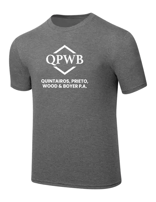Simply Soft Heathered Medium Grey 4.5oz  Poly/Combed Ring Spun Cotton T-Shirt w/QPWB Logo