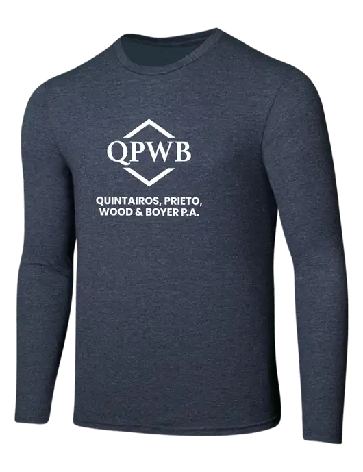 Seriously Soft Heathered Navy Long Sleeve T-Shirt w/QPWB Logo
