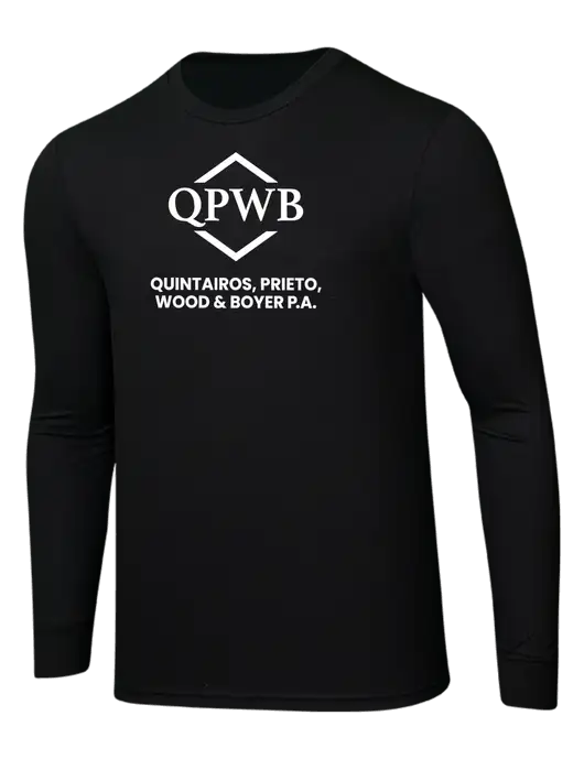 Simply Soft Long Sleeve Black 4.5 oz, Poly/Combed Ring Spun Cotton T-Shirt w/QPWB Logo