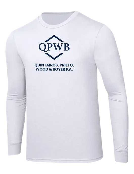 Simply Soft Long Sleeve White 4.5 oz, Poly/Combed Ring Spun Cotton T-Shirt w/QPWB Logo