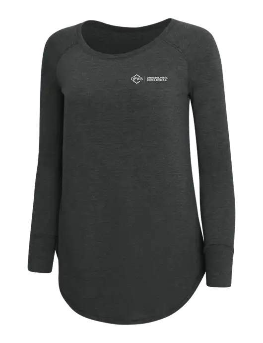 Womens Perfect Wide Collar Tunic Tri-Blend Black Frost 4.5 oz T-Shirt w/QPWB Logo