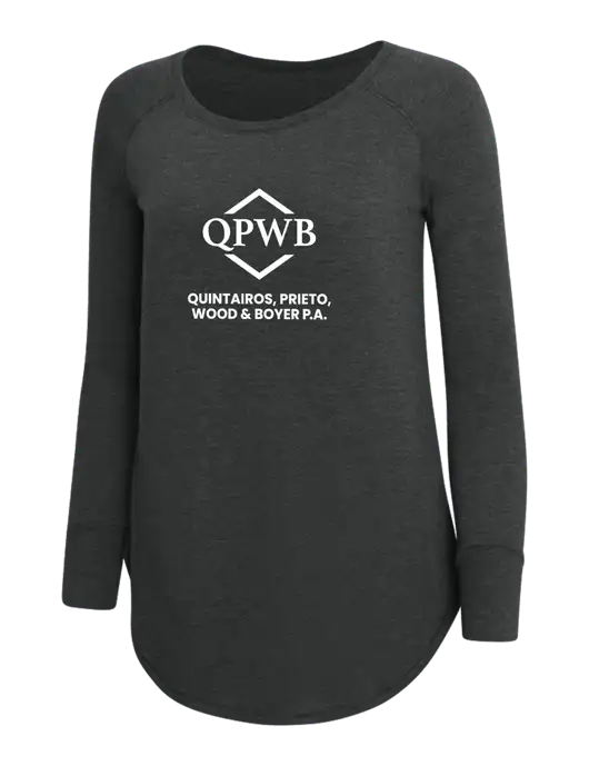 Womens Perfect Wide Collar Tunic Tri-Blend Black Frost 4.5 oz T-Shirt w/QPWB Logo