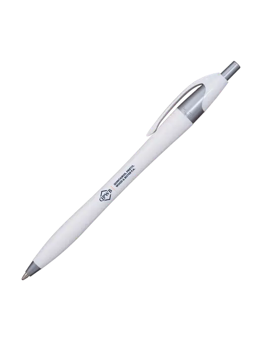 Novella White/Silver Shimmer Pen - Blue Ink w/QPWB Logo