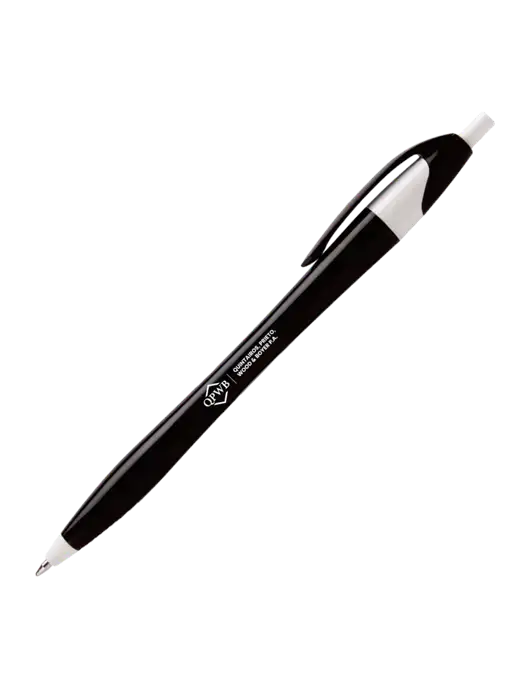 Novella Black/White Executive Pen - Blue Ink w/QPWB Logo