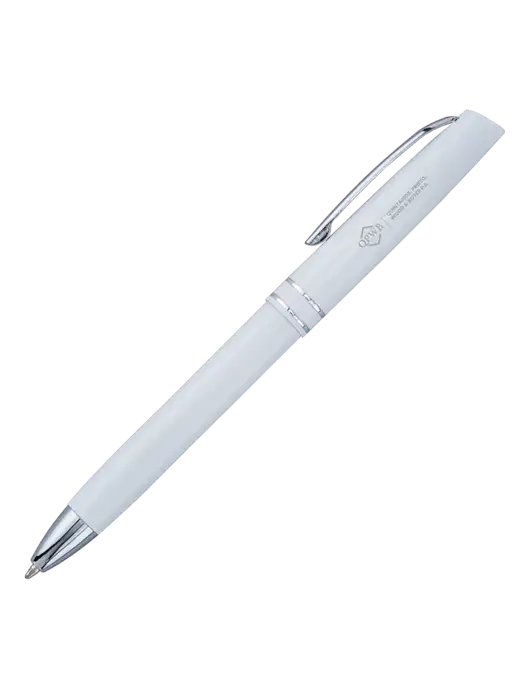 White Anguilla Black Ink Pen w/QPWB Logo