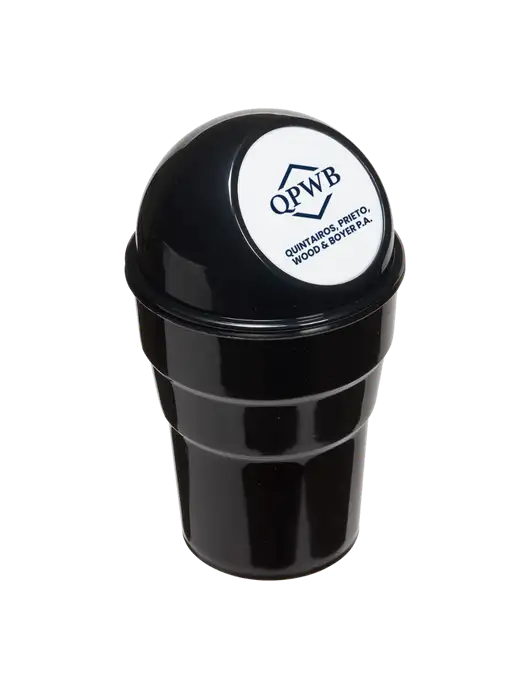 Black Car Cup Holder Trash Can w/QPWB Logo