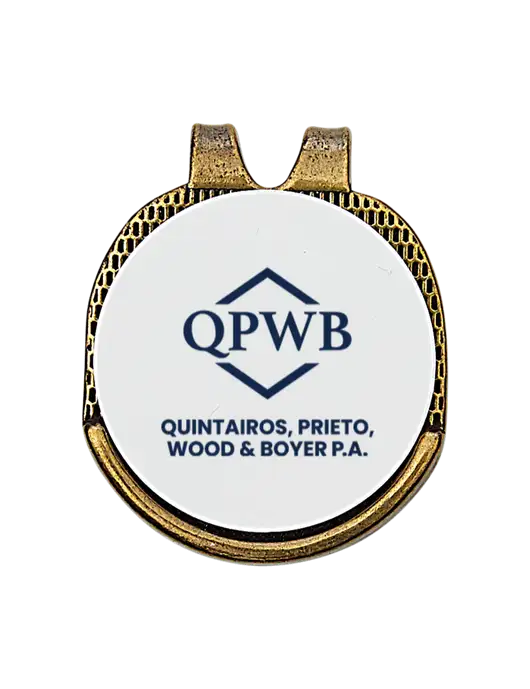 Antique Gold Hat Clip w/Golf Ball Marker w/QPWB Logo