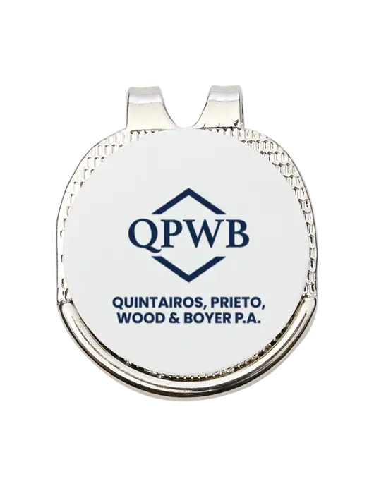 Antique Silver Hat Clip w/Golf Ball Marker w/QPWB Logo