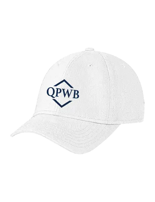 White Structured Soft Snap Closure Hook & Loop Cap w/QPWB Logo
