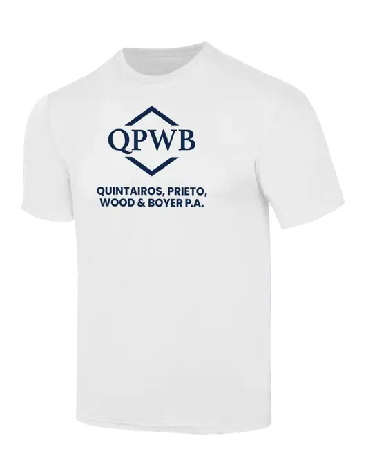 Simply Soft White 4.5oz  Poly/Combed Ring Spun Cotton T-Shirt w/QPWB Logo