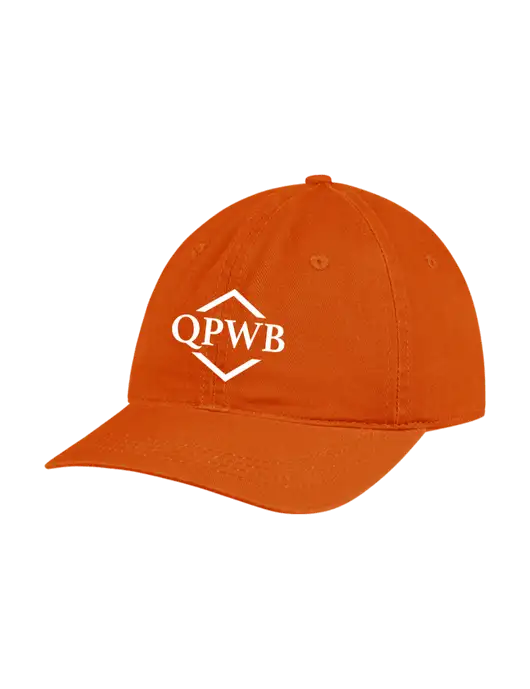 Garment Washed Unstructured Twill Orange Cap w/QPWB Logo