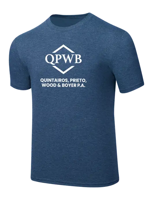 Simply Soft Heathered Navy 4.5oz  Poly/Combed Ring Spun Cotton T-Shirt w/QPWB Logo