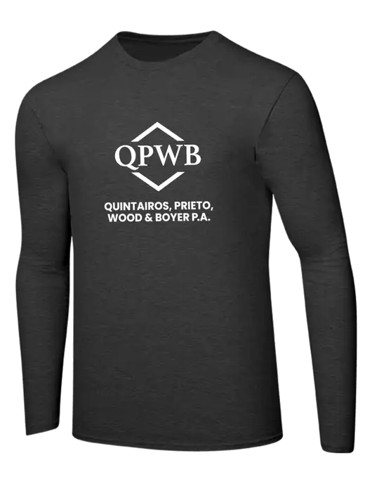 Ring Spun Dark Heather Grey 4.5 oz Long Sleeve T-Shirt w/QPWB Logo